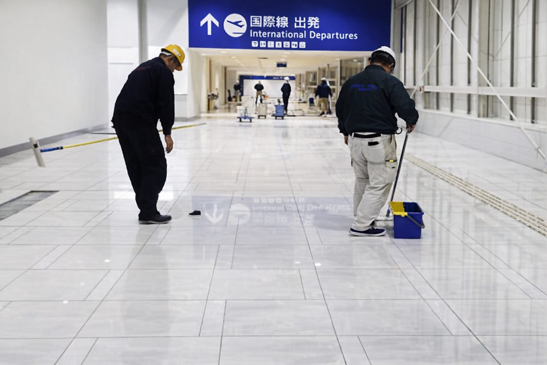 ME工法による滑り止め施工の施工風景