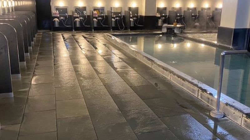 大浴場 滑り止め施工